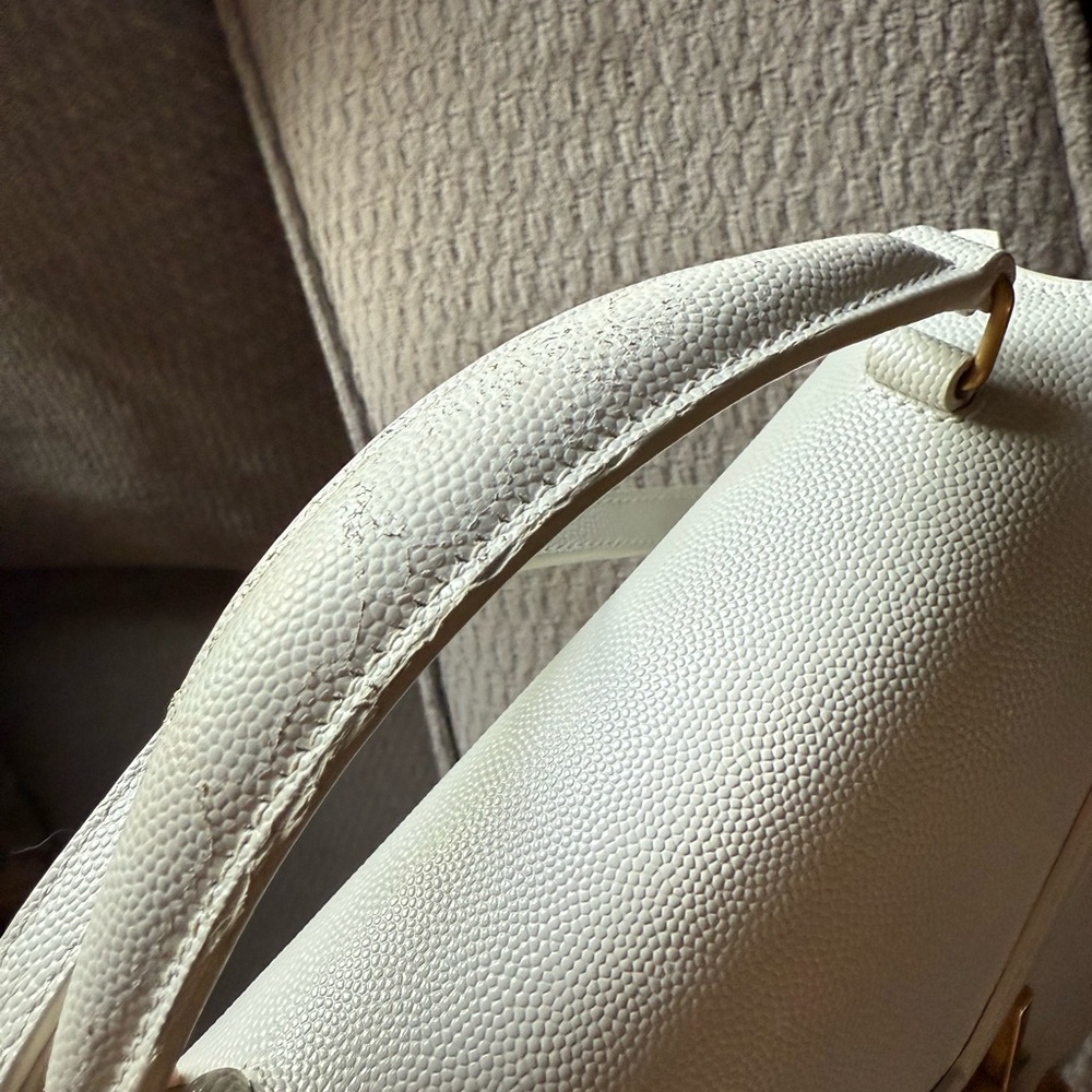 YSL CASSANDRA MINI TOP HANDLE BAG - Beige Leather - Picture 11 of 12